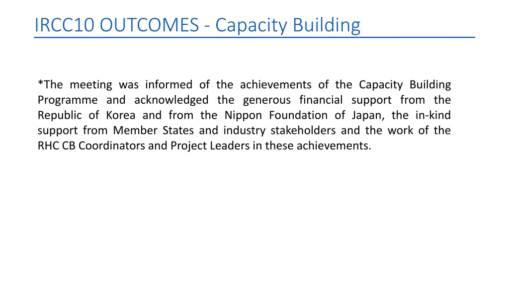 ircc10 outcomes capacity building