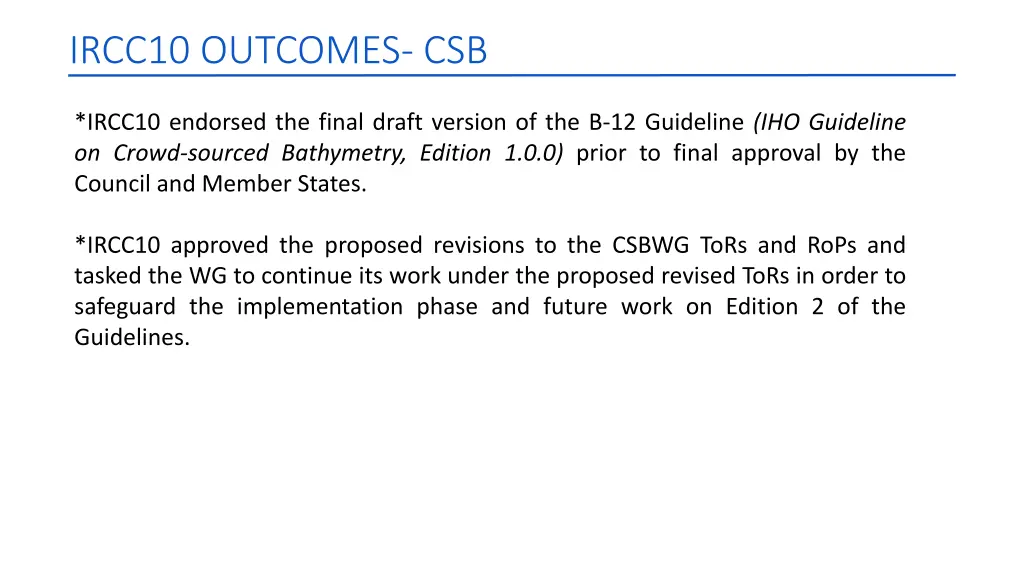 ircc10 outcomes csb