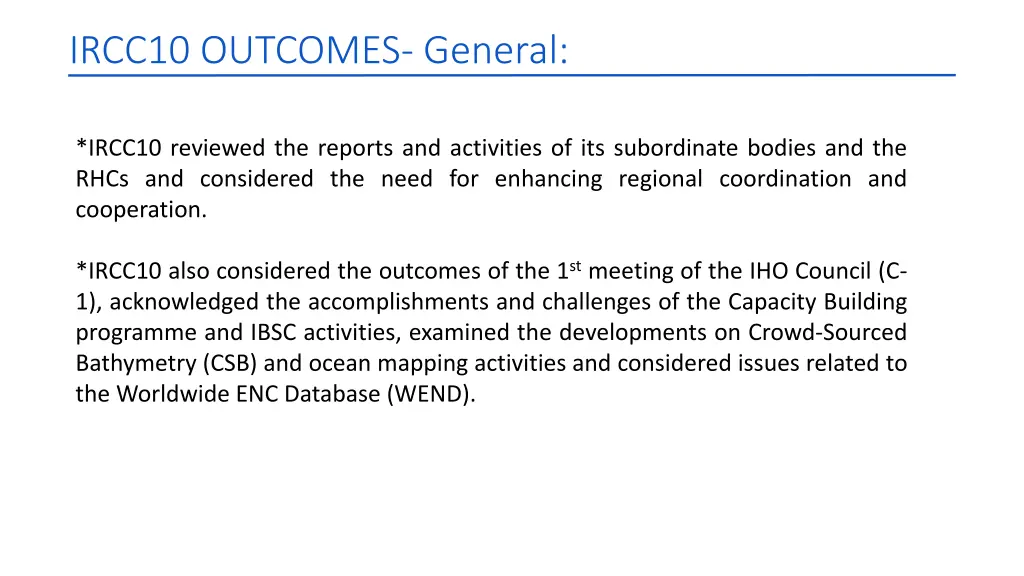 ircc10 outcomes general