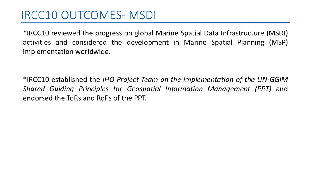 ircc10 outcomes msdi