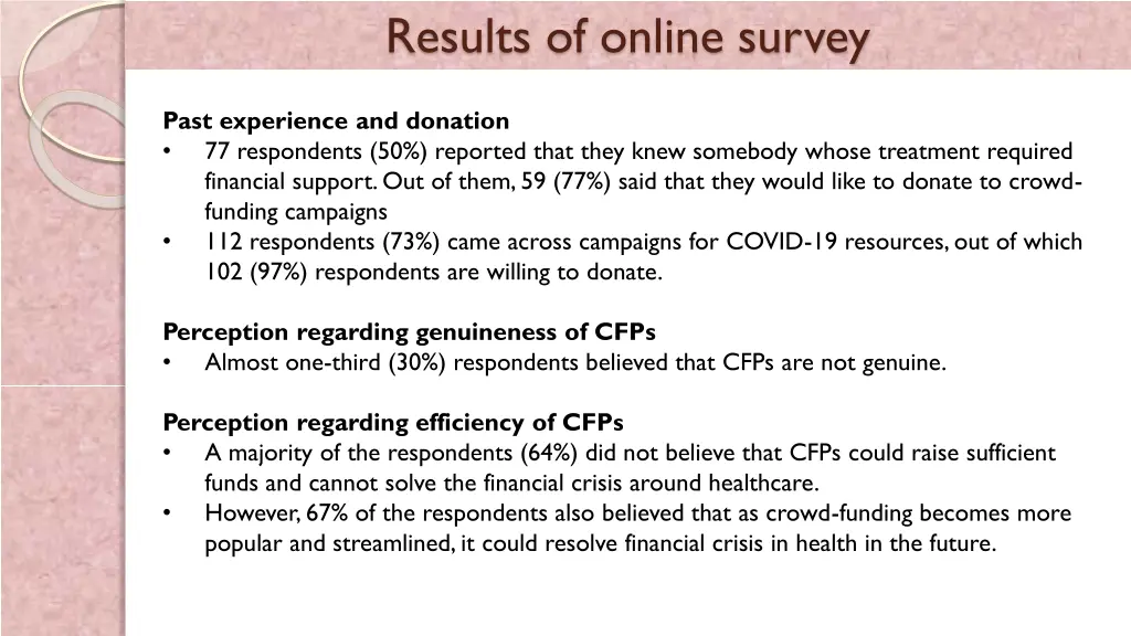 results of online survey 1