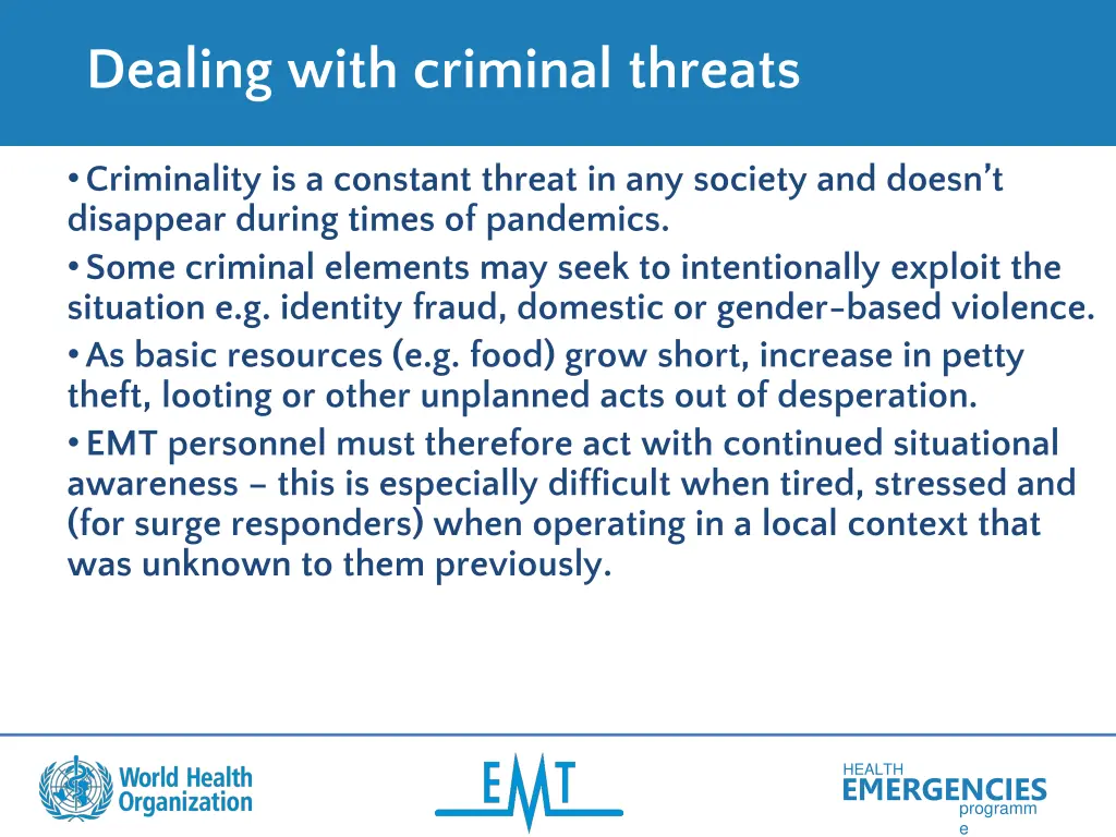 dealing with criminal threats