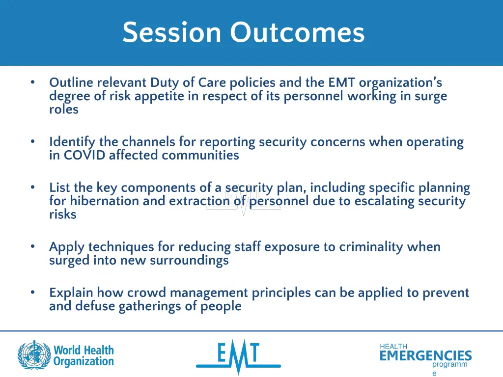 session outcomes