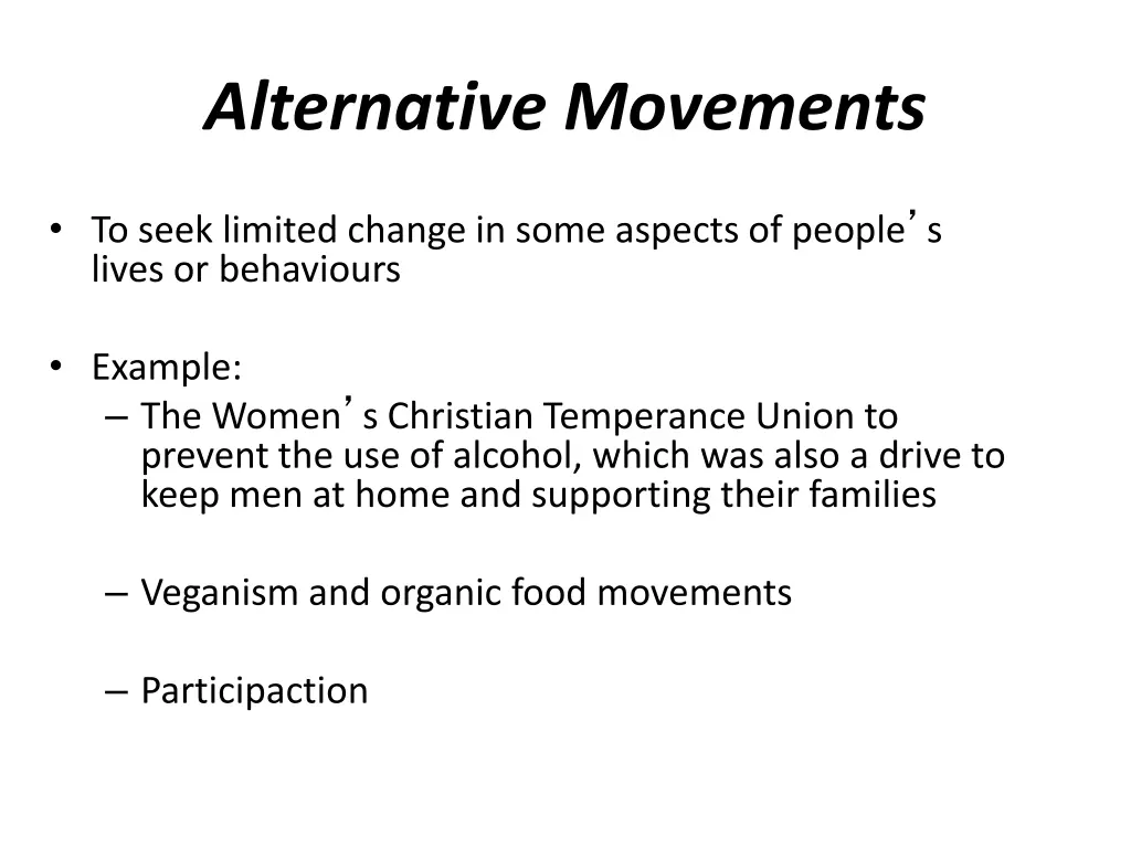 alternative movements