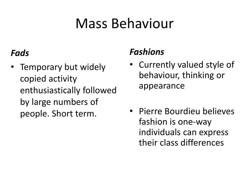 mass behaviour 1