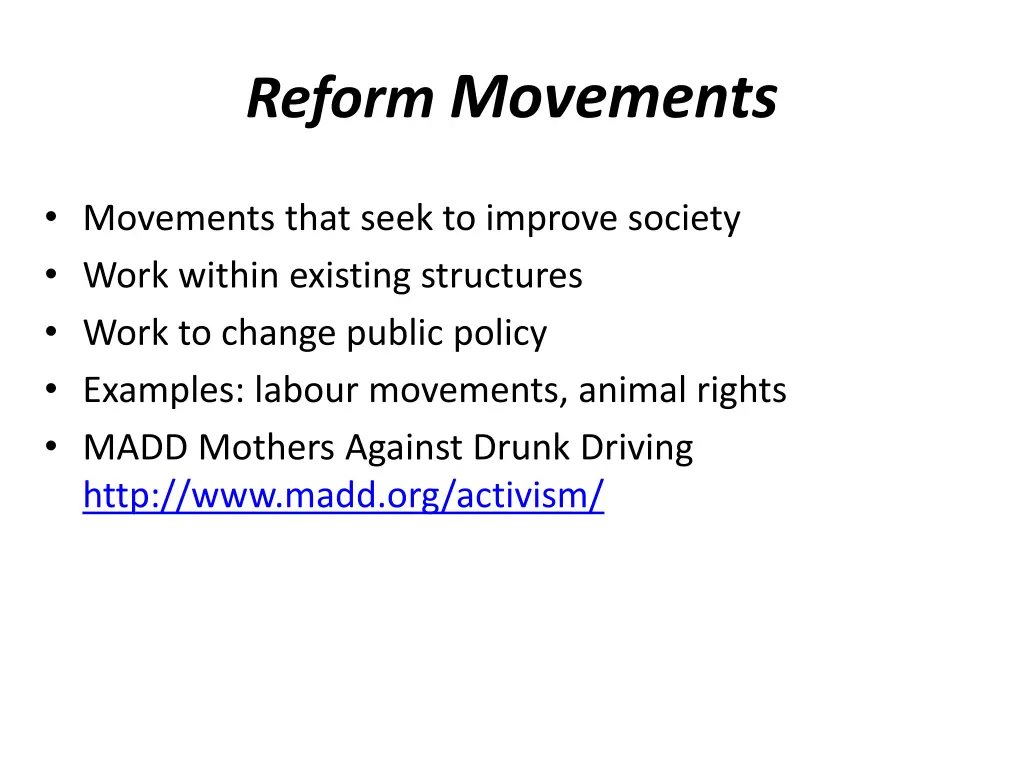 reform movements