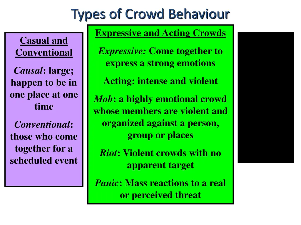 types of crowd behaviour