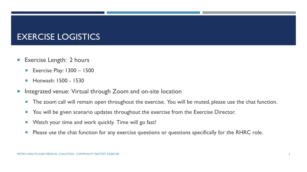 exercise logistics