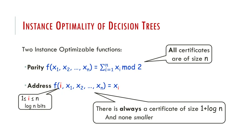 i nstance o ptimality of d ecision t rees 1