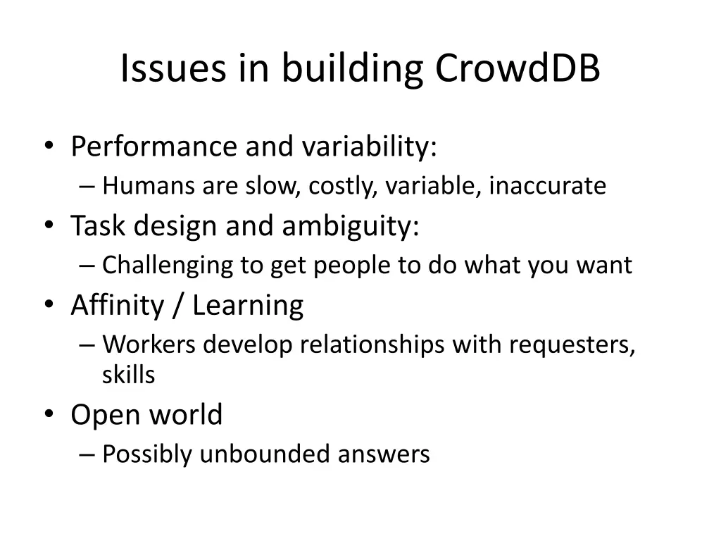 issues in building crowddb