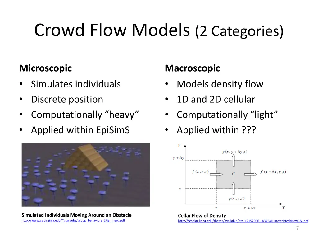 crowd flow models 2 categories