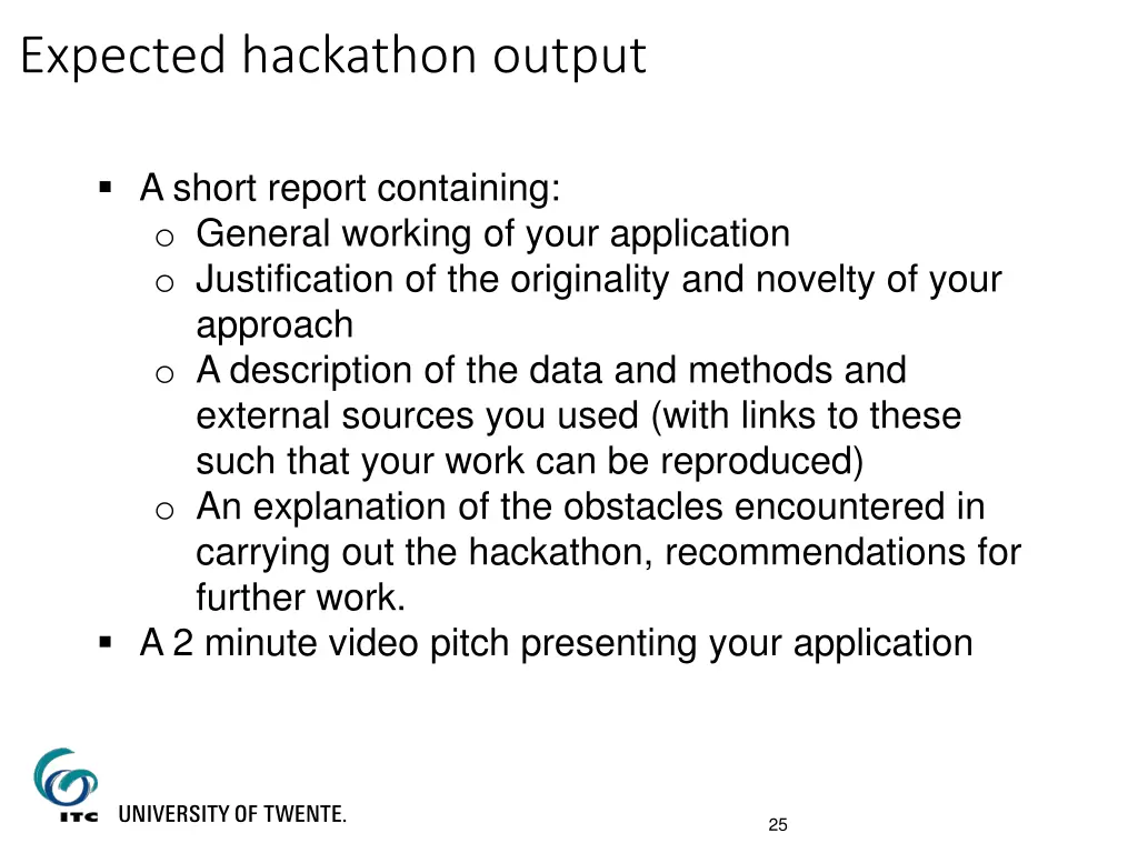 expected hackathon output