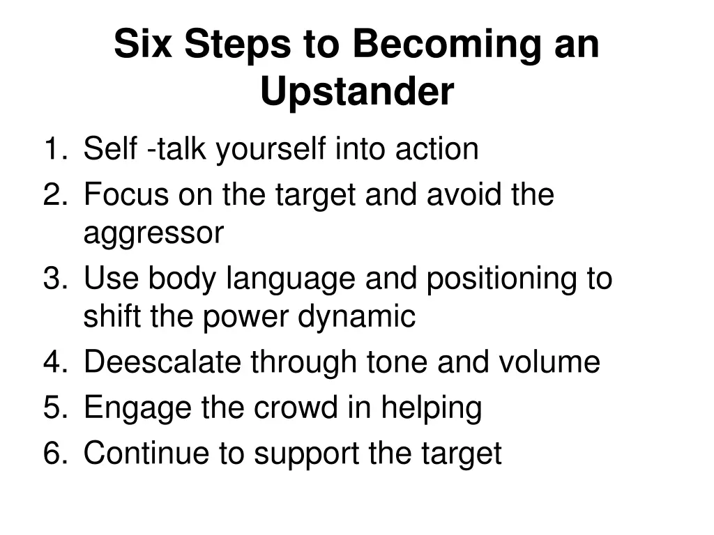 six steps to becoming an upstander 1 self talk