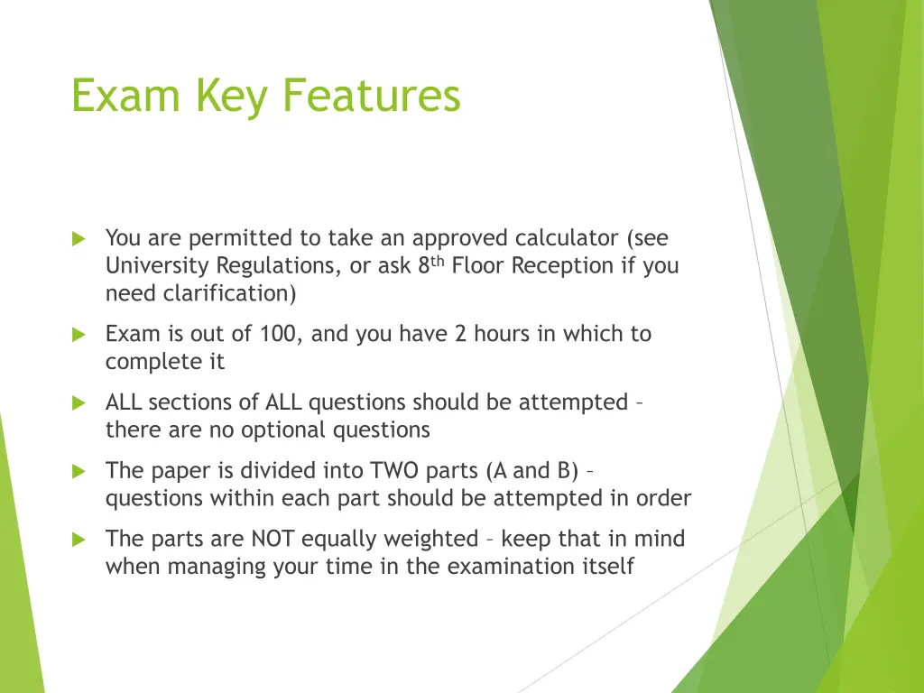 exam key features