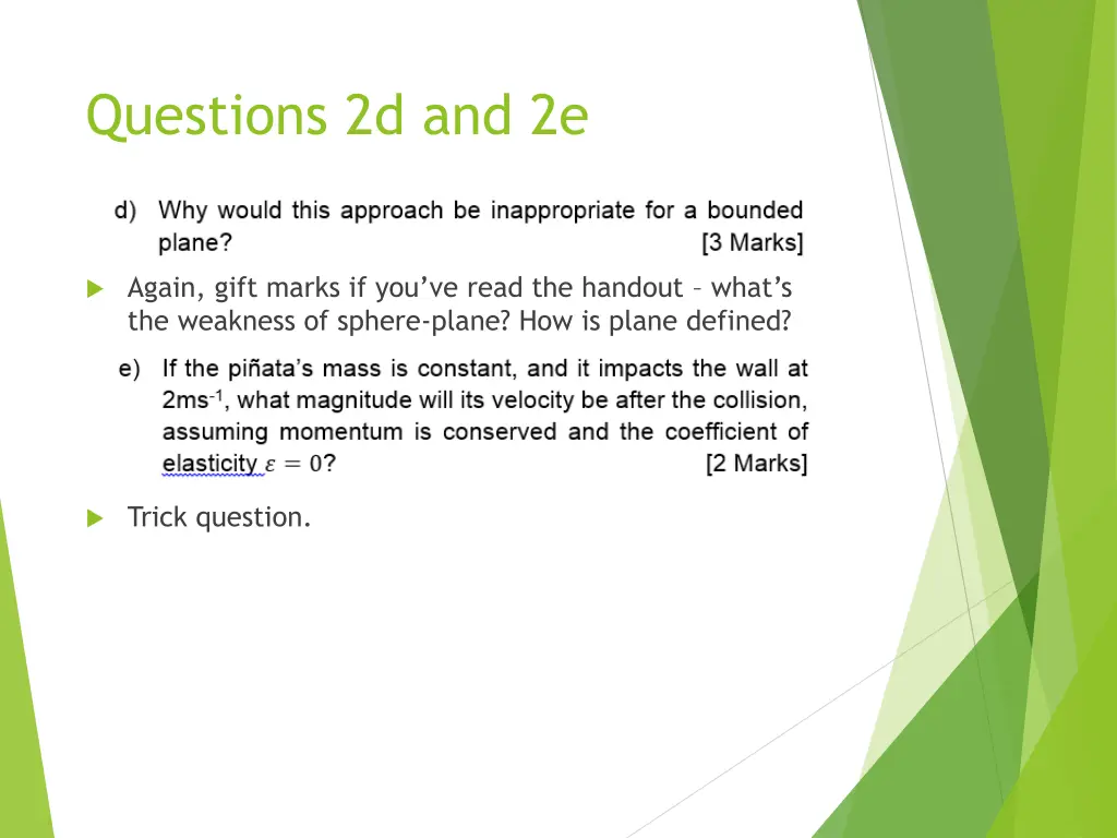 questions 2d and 2e