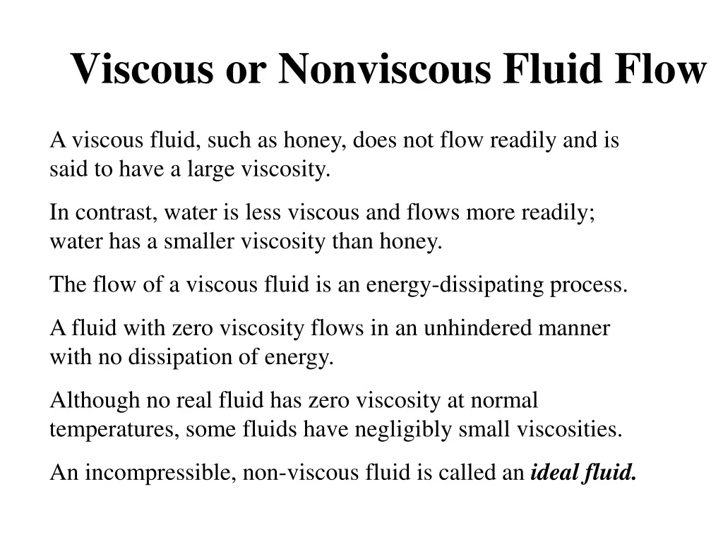 viscous or nonviscous fluid flow