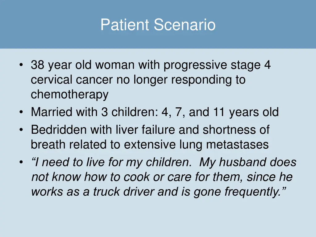 patient scenario