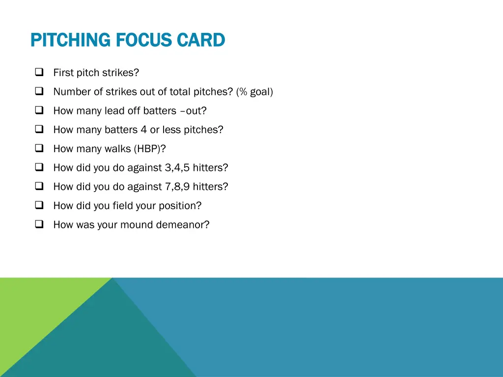 pitching focus card pitching focus card