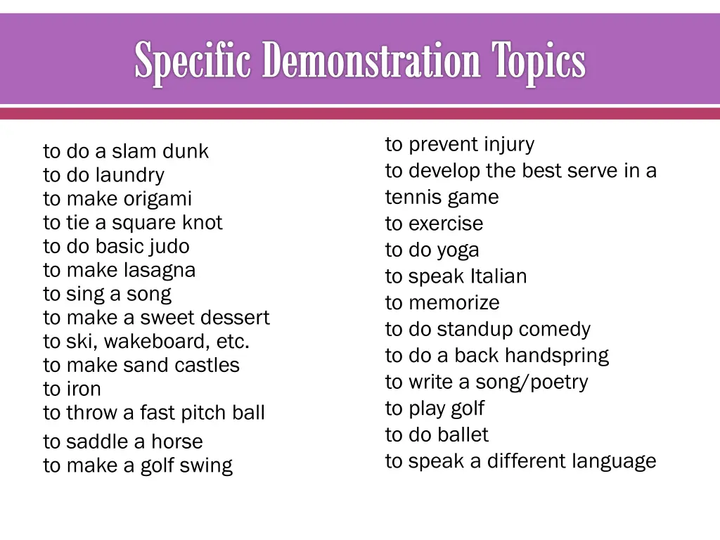 specific demonstration topics 1