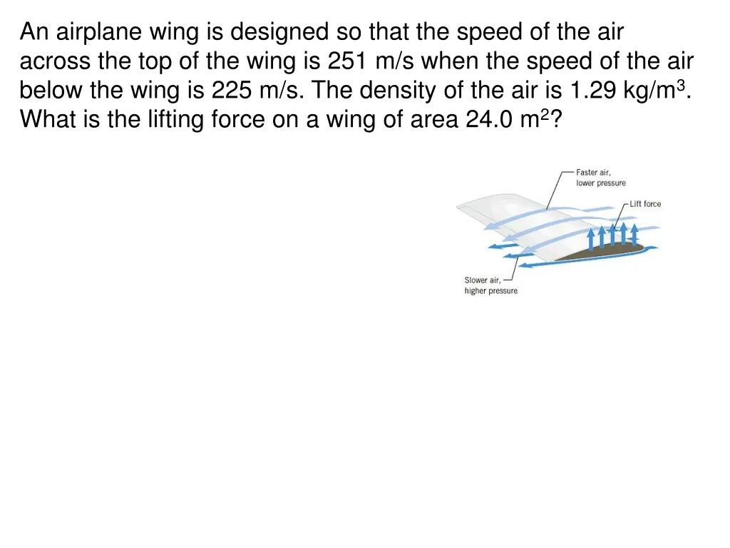 an airplane wing is designed so that the speed