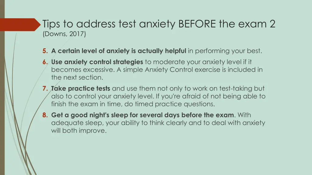 tips to address test anxiety before the exam 1