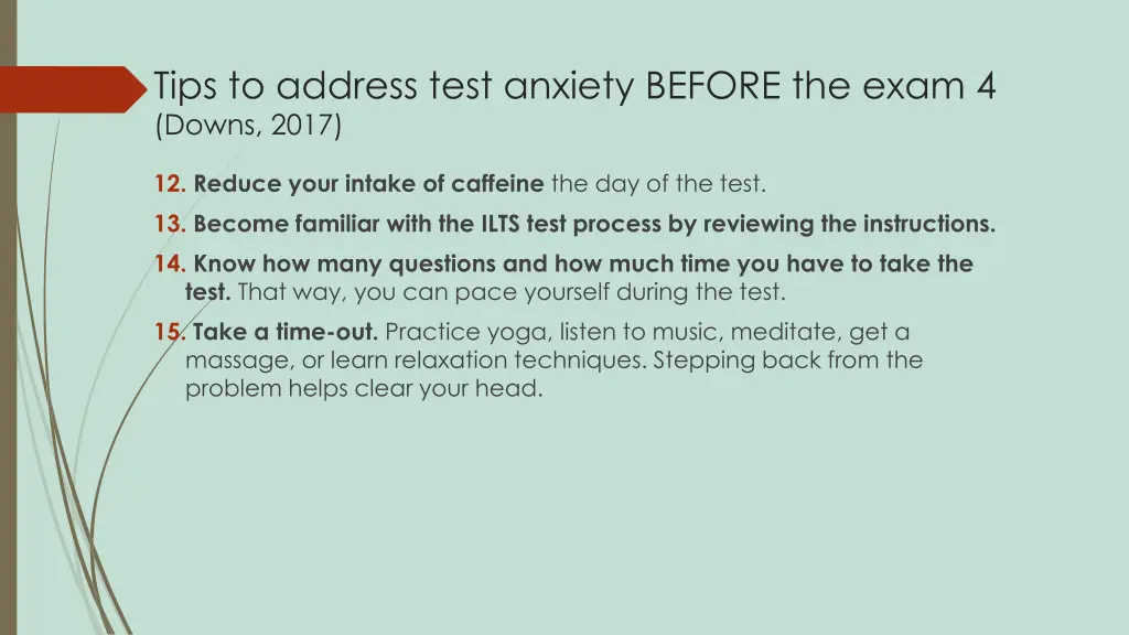 tips to address test anxiety before the exam 3