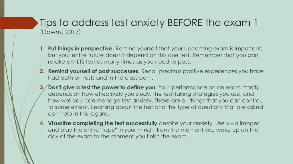 tips to address test anxiety before the exam