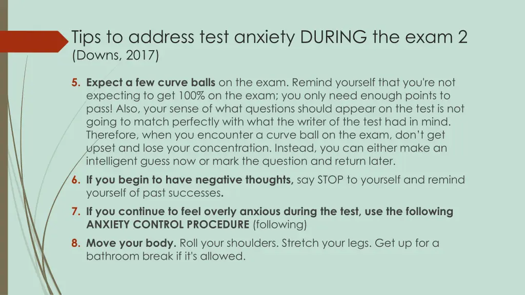 tips to address test anxiety during the exam 1