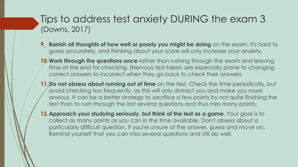 tips to address test anxiety during the exam 2