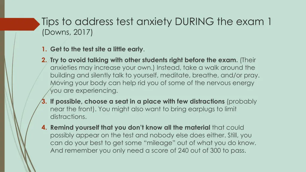 tips to address test anxiety during the exam