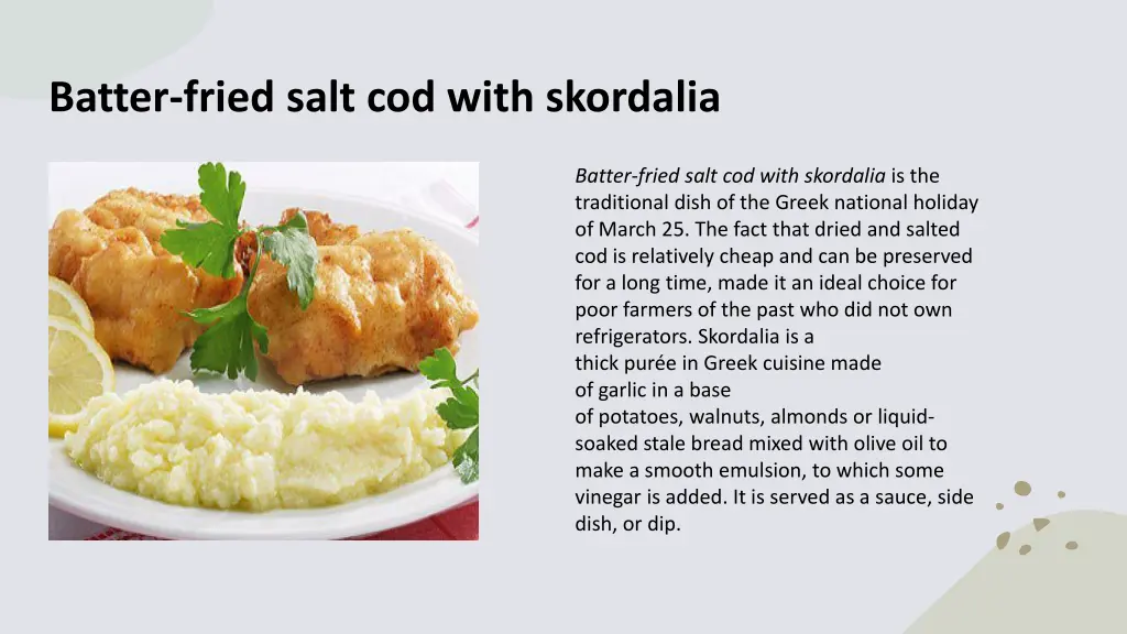 batter fried salt cod with skordalia