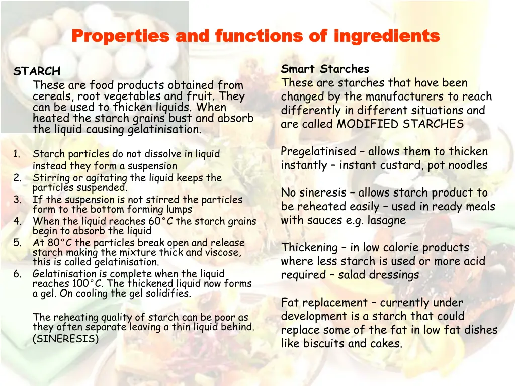 properties and functions of ingredients 2