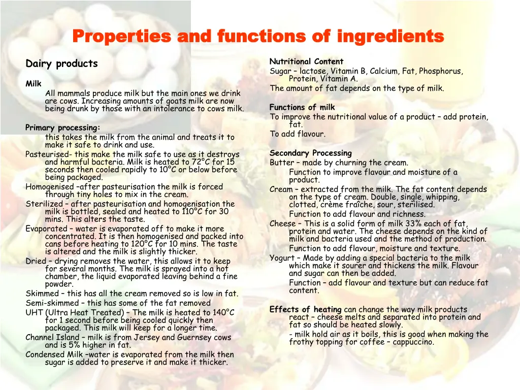 properties and functions of ingredients 5