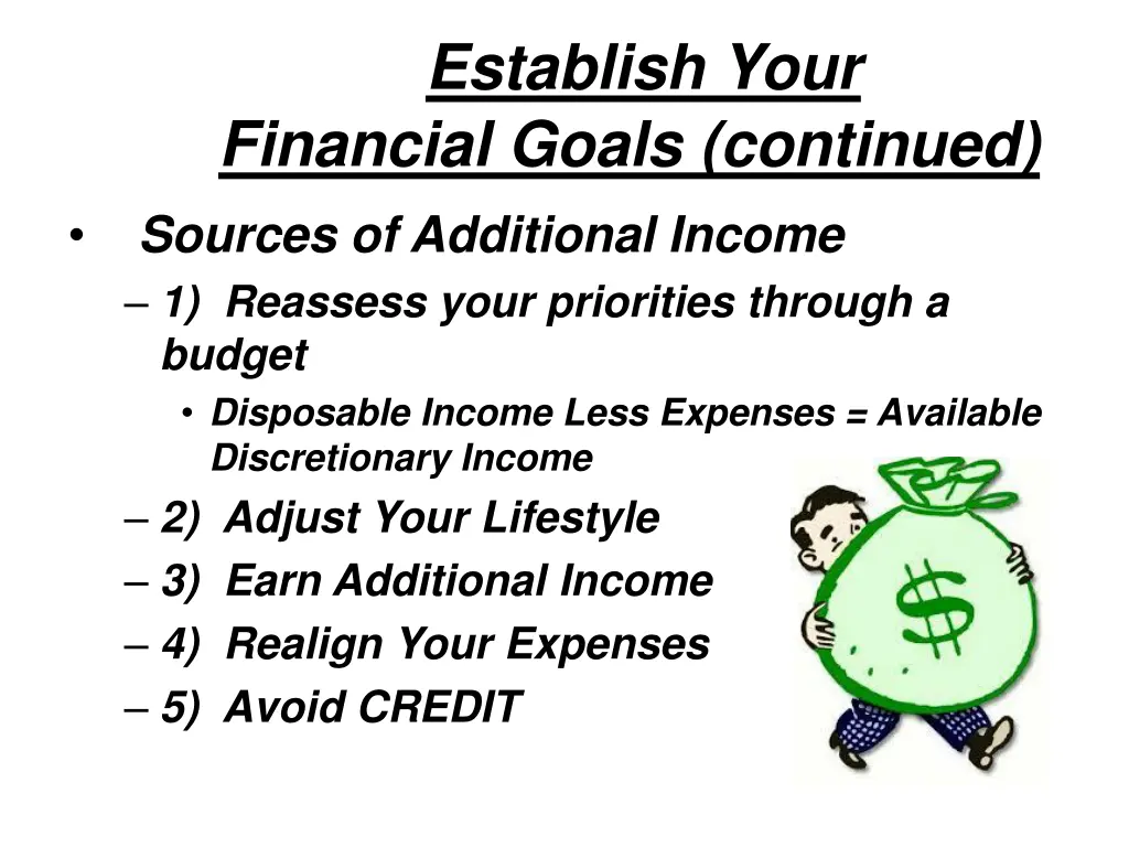 establish your financial goals continued sources