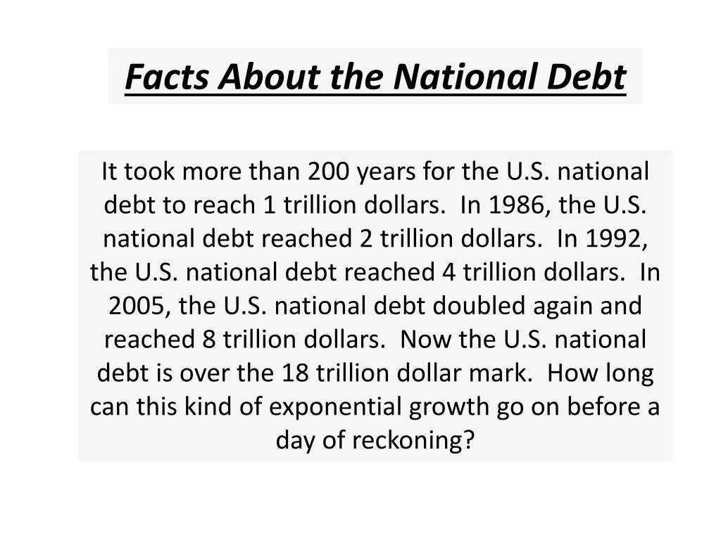 facts about the national debt 1