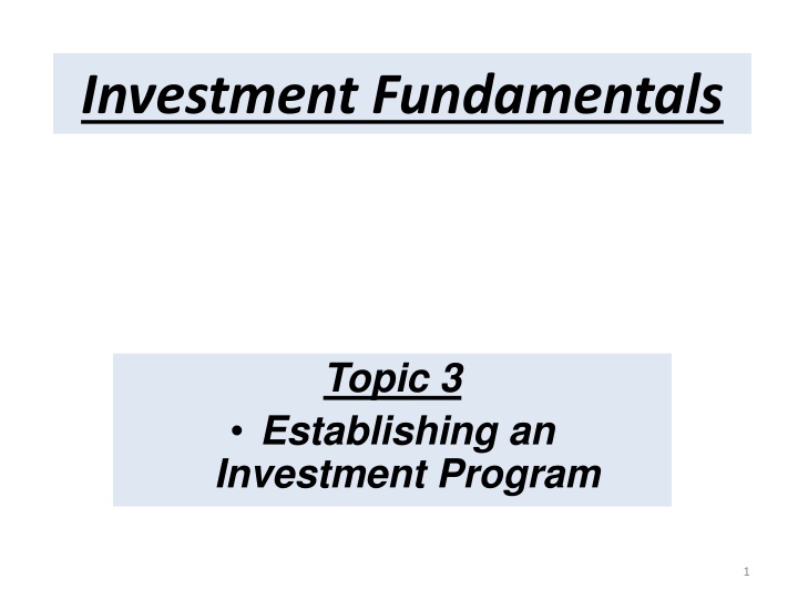 investment fundamentals