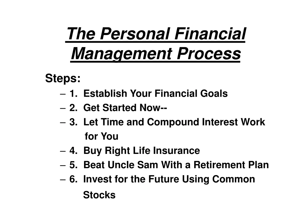 the personal financial management process