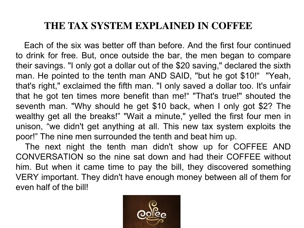 the tax system explained in coffee 2