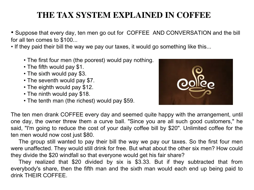 the tax system explained in coffee