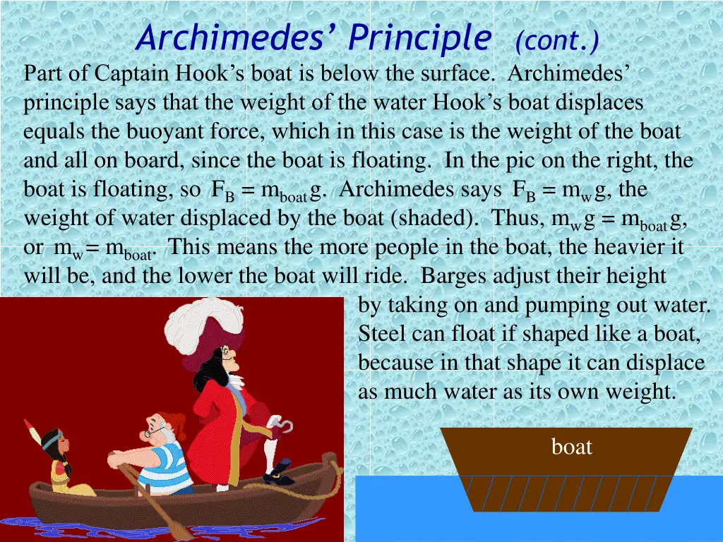 archimedes principle cont part of captain hook