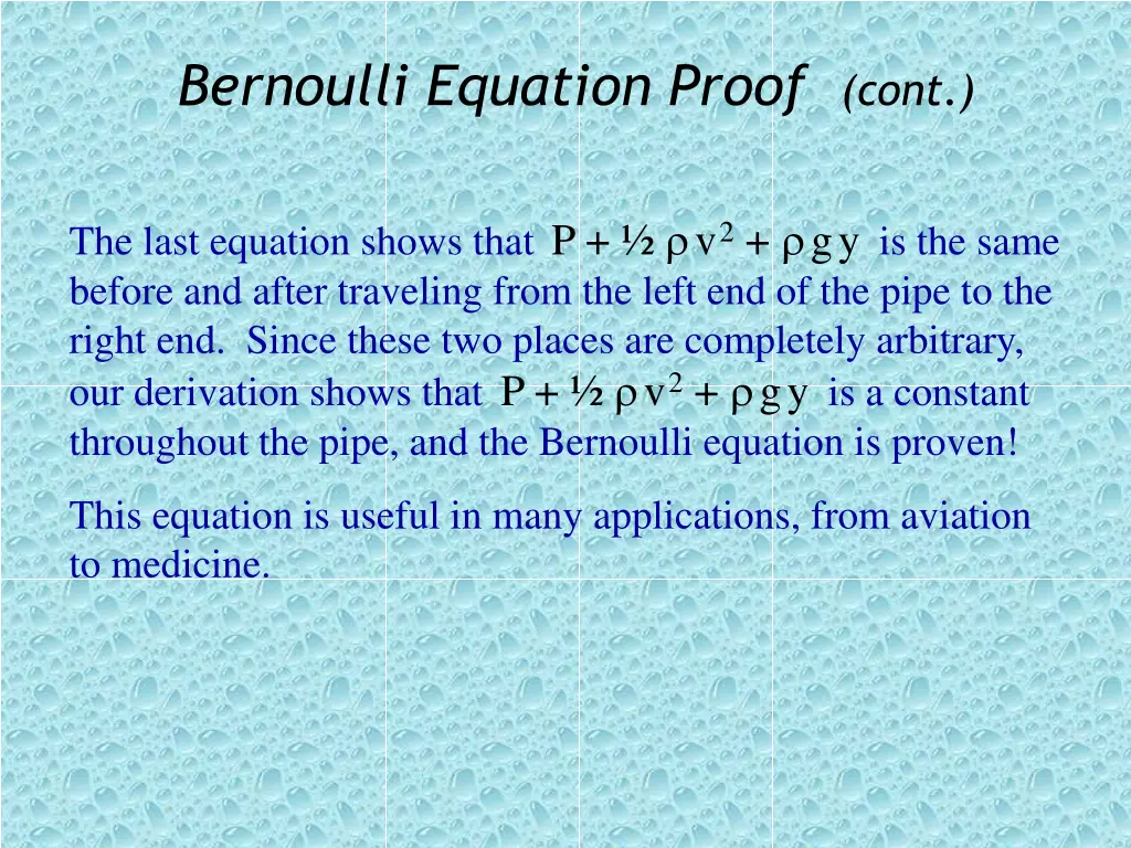 bernoulli equation proof cont