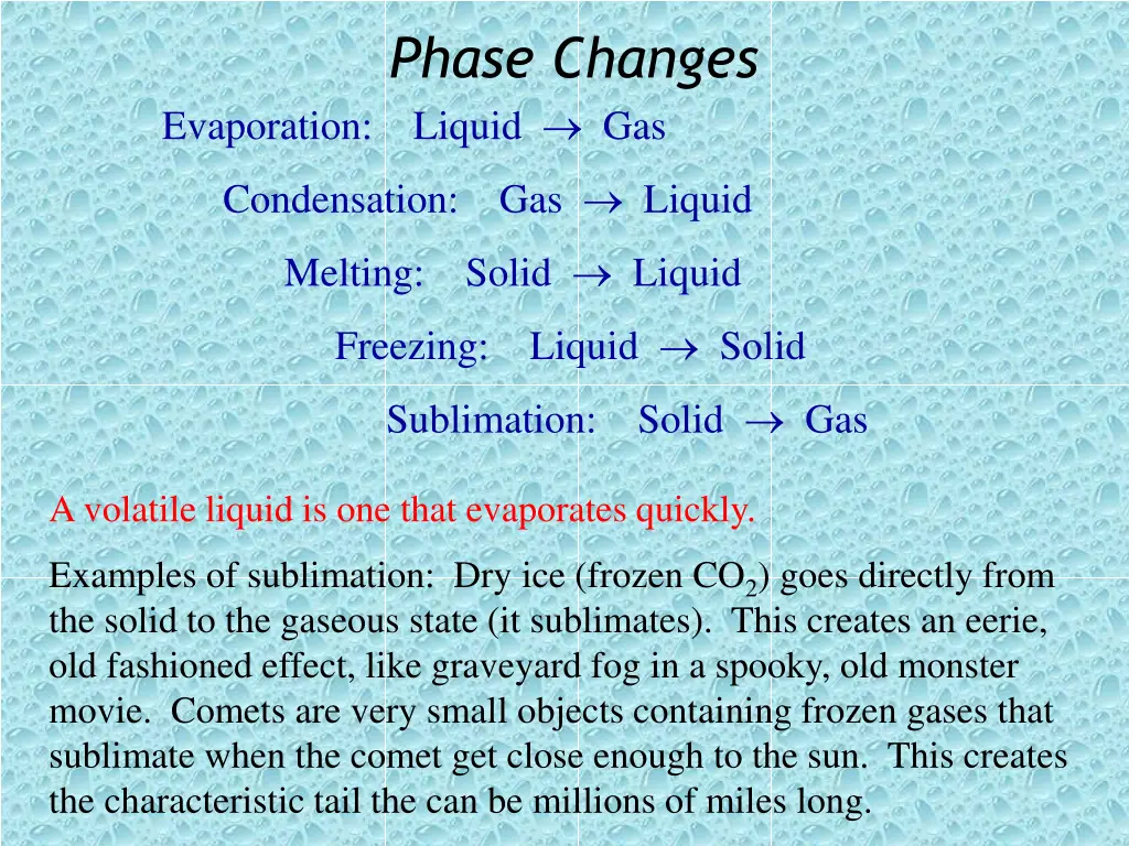 phase changes