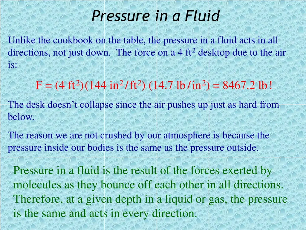 pressure in a fluid