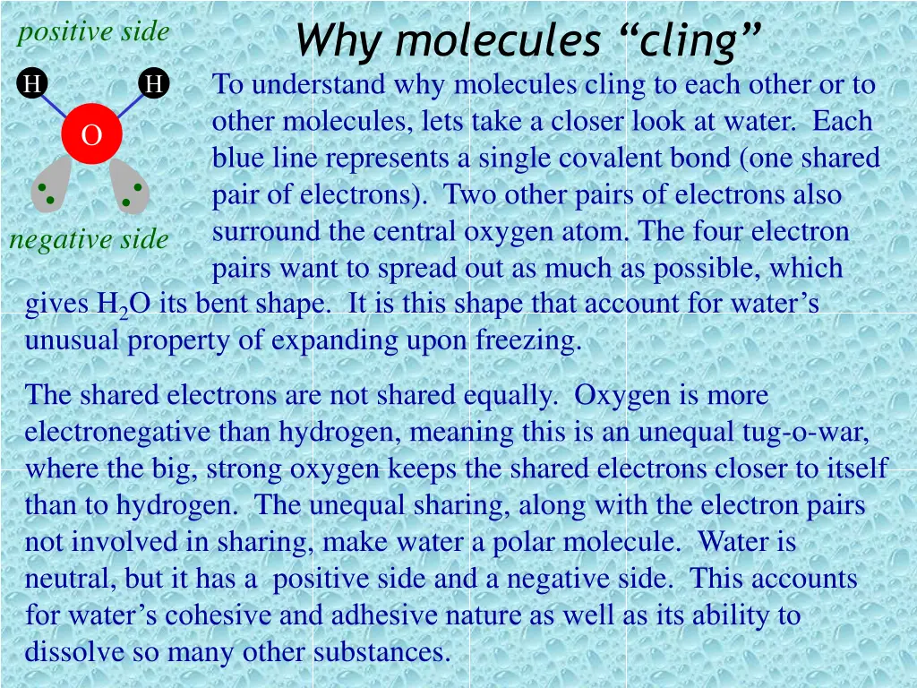 why molecules cling to understand why molecules