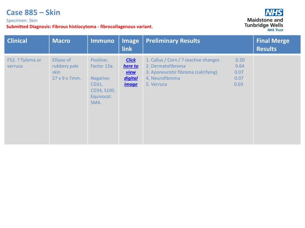 case 885 skin specimen skin submitted diagnosis