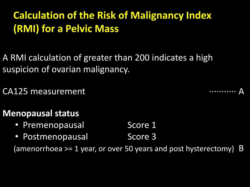 calculation of the risk of malignancy index