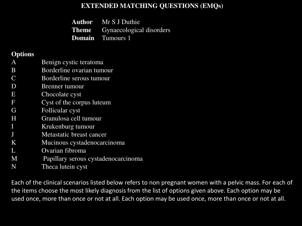 extended matching questions emqs 1