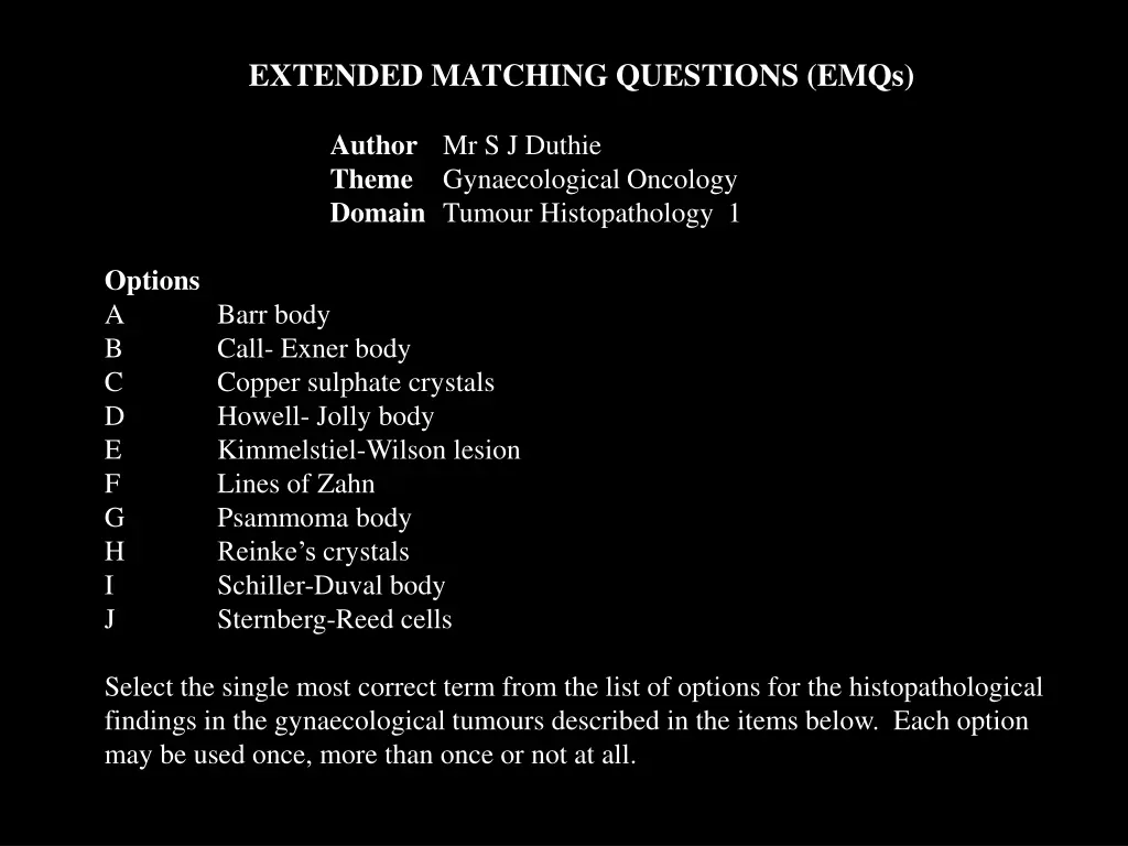 extended matching questions emqs 2