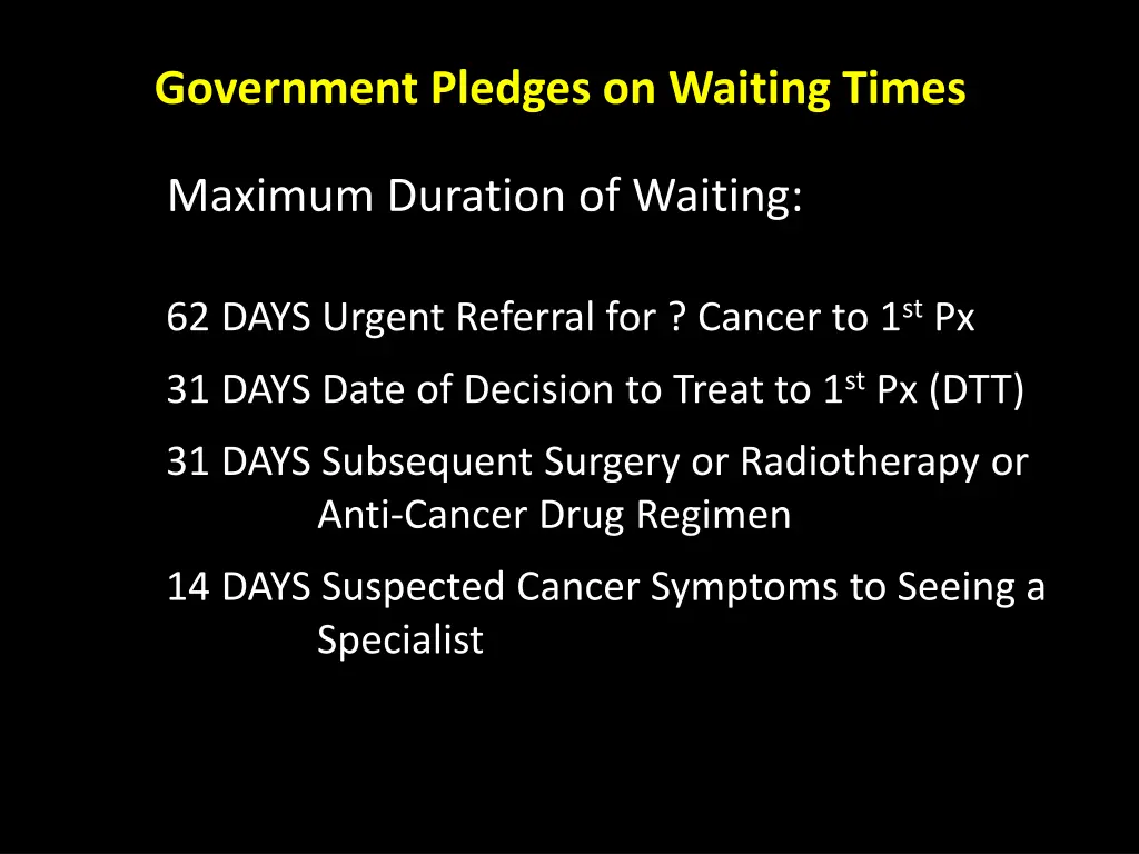 government pledges on waiting times