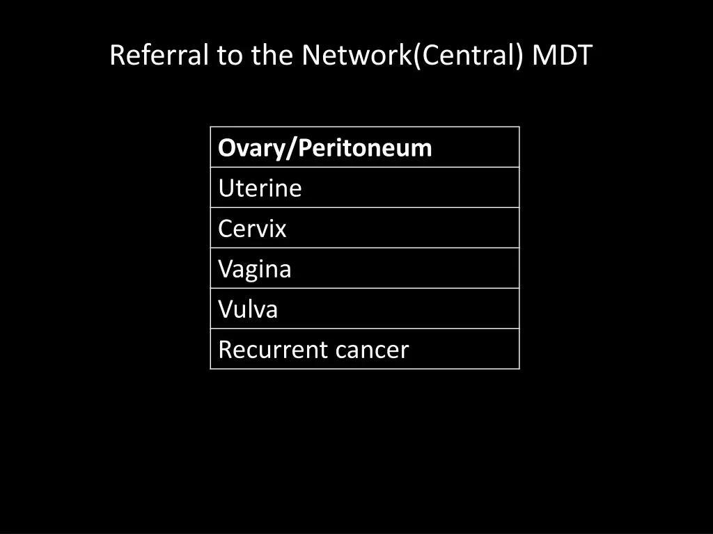 referral to the network central mdt